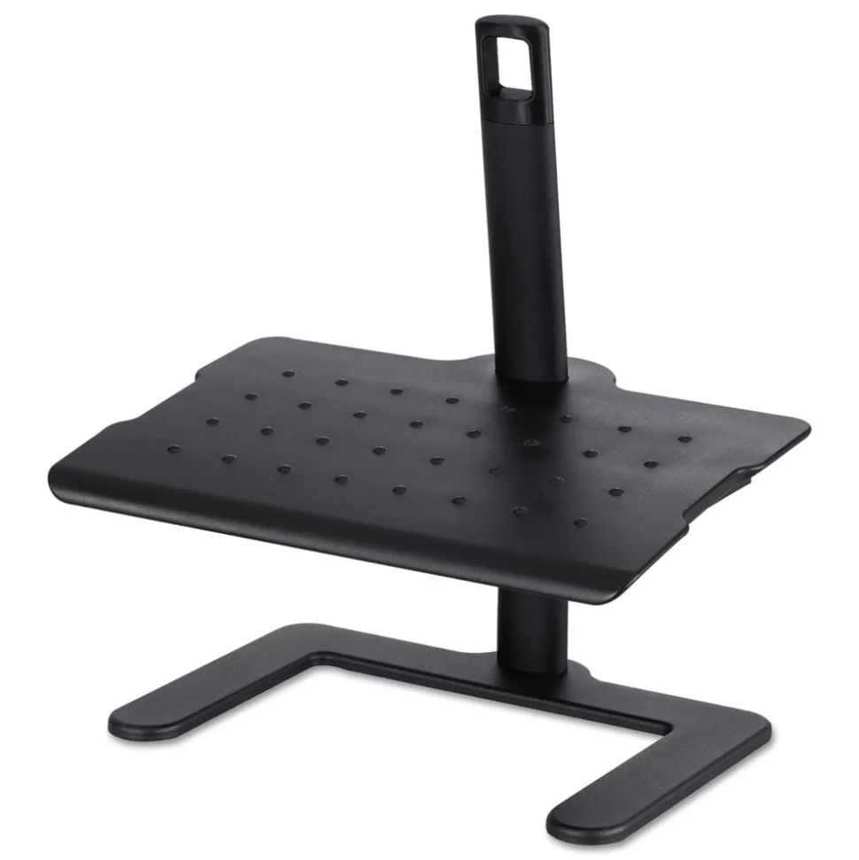 Safco 20.5w x 14.5d x 3.5 to 21.5h Height-Adjustable Footrest - Black