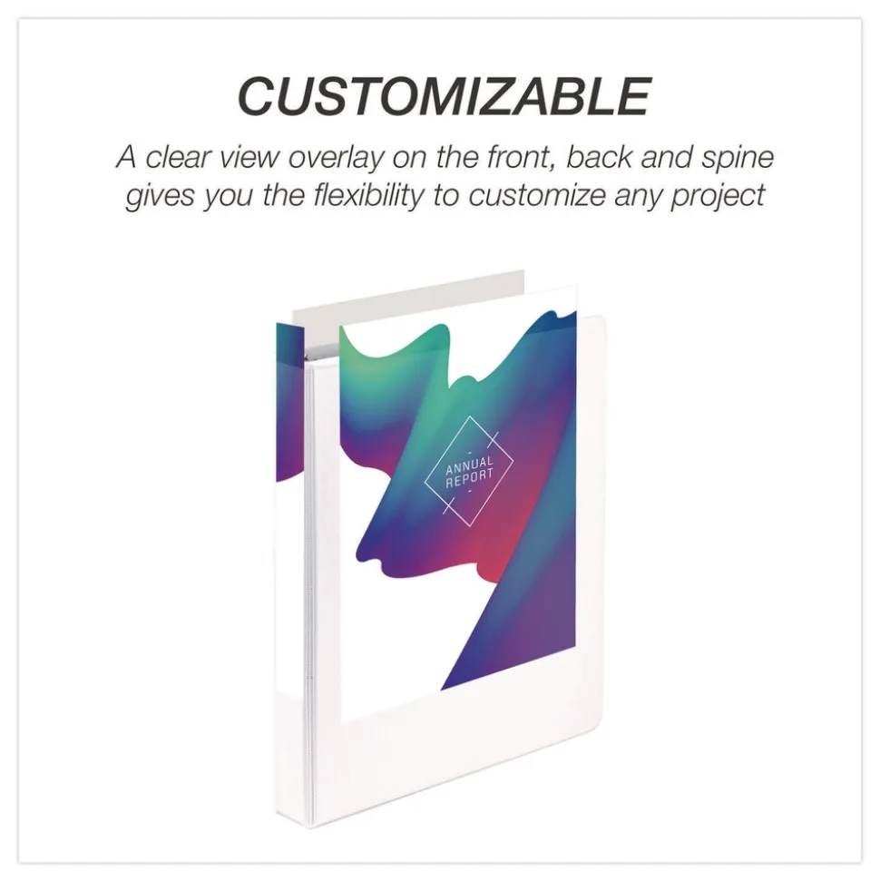 Samsill 11 in. x 8.5 in. 1 in. Capacity 3 Rings Economy Round Ring View Binder - White (12/Carton)