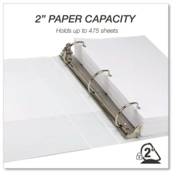 Samsill 11.5 in. x 8.5 in. 2 in. Capacity 3 Rings Durable D-Ring View Binders - White (4/Pack)
