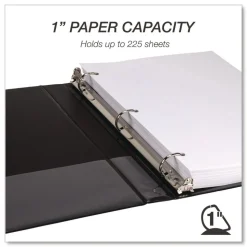 Samsill 11.5 in. x 8.5 in. 3 Rings 1 in. Capacity Durable D-Ring View Binders - Black (4/Pack)