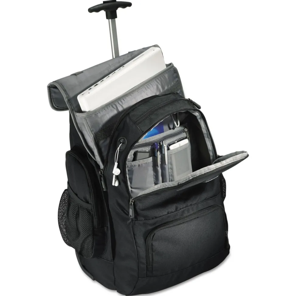 Samsonite 14 in. x 8 in. x 21 in. Polyester Rolling Backpack Fits Devices Up to 15.6 in. - Black/Charcoal