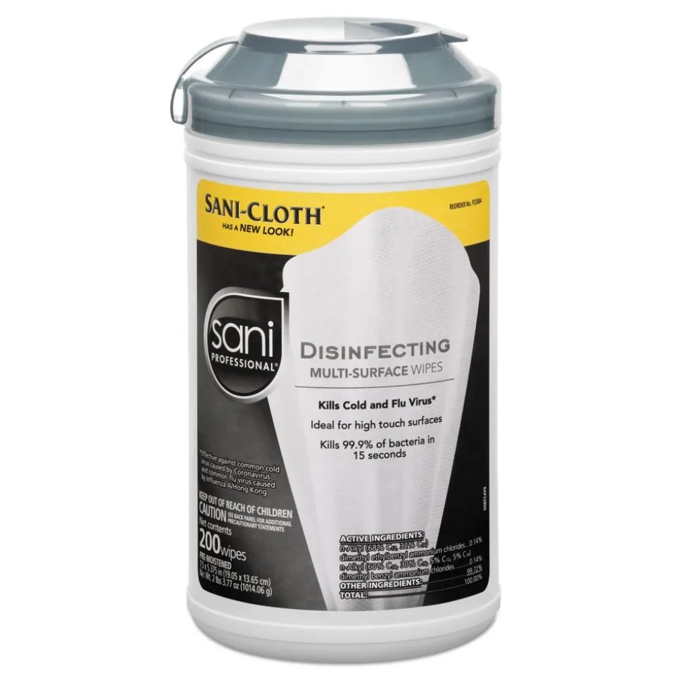 Sani Professional 7.5 in. x 5.38 in. Disinfecting Multi-Surface Wipes - White (6/Carton)