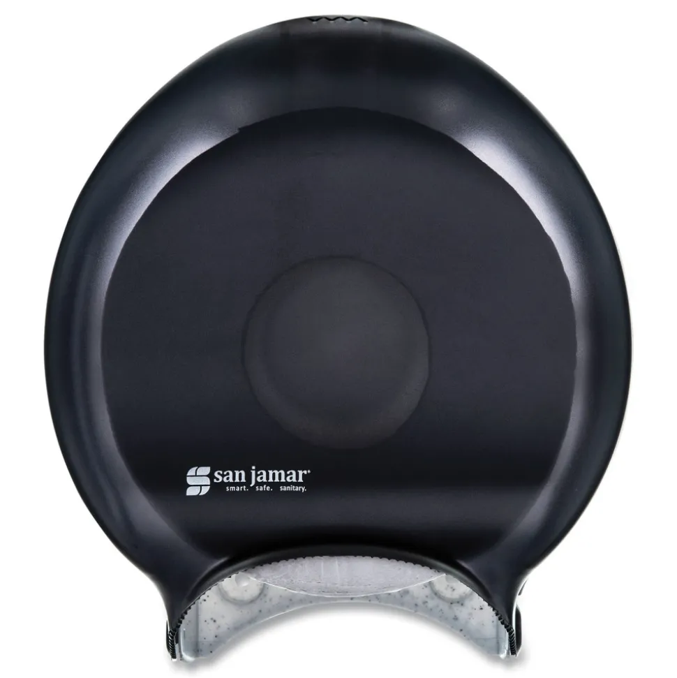 San Jamar 9 in. Roll 10.25 in. x 5.63 in. x 12 in. Single Jumbo Bath Classic Tissue Dispenser - Transparent Black Pearl