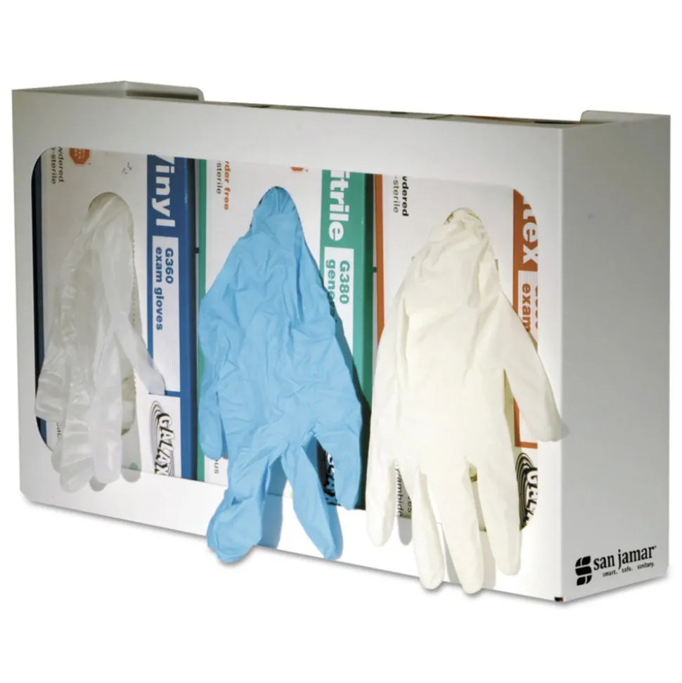 San Jamar 18 x 3.75 x 10 3 Box Steel White Enamel Disposable Glove Dispenser - White
