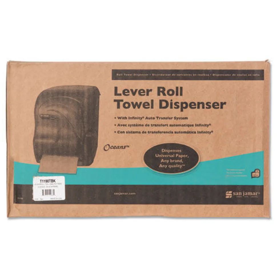 San Jamar 12.94 x 9.25 x 16.5 Oceans Lever Roll Towel Dispenser - Black Pearl