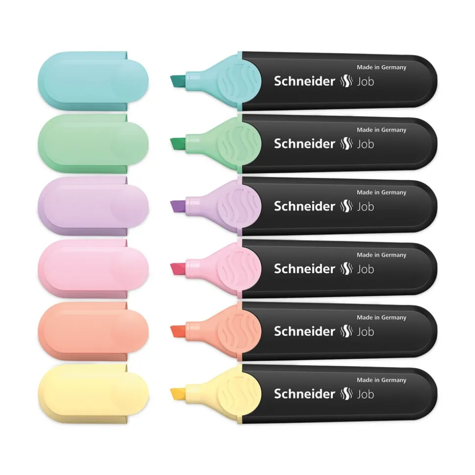 Schneider 1 millimeter/5 millimeter Chisel Tip Job Pastel Highlighters - Assorted Ink/Barrel Colors (6/Pack)