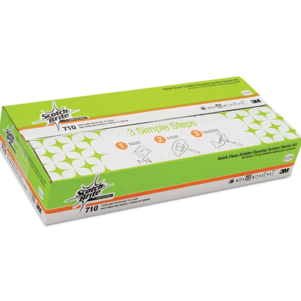 Scotch-Brite PROFESSIONAL Quick Clean Griddle Cleaning System Starter Kit 4 X 5.24 Orange