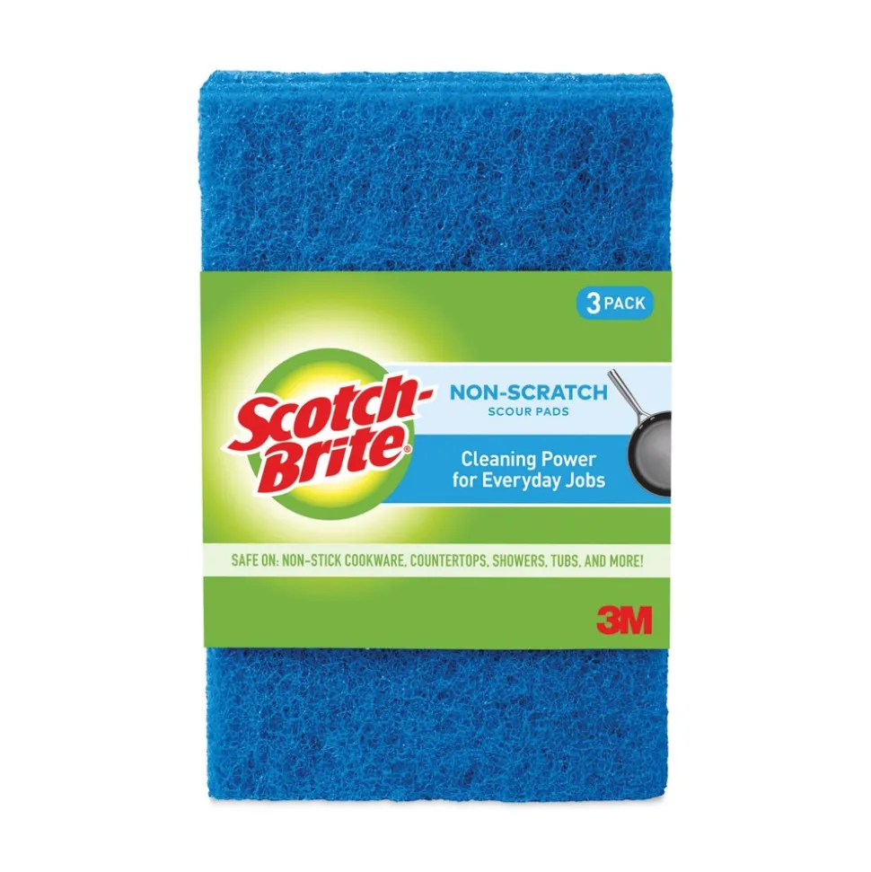 Scotch-Brite 3 x 6 Non-Scratch Scour Pads - Blue (10/Carton)