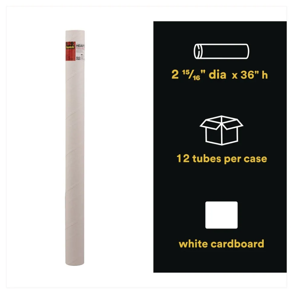 Scotch Mailing Tube 36-in Long 3-in Diameter White 12/Carton