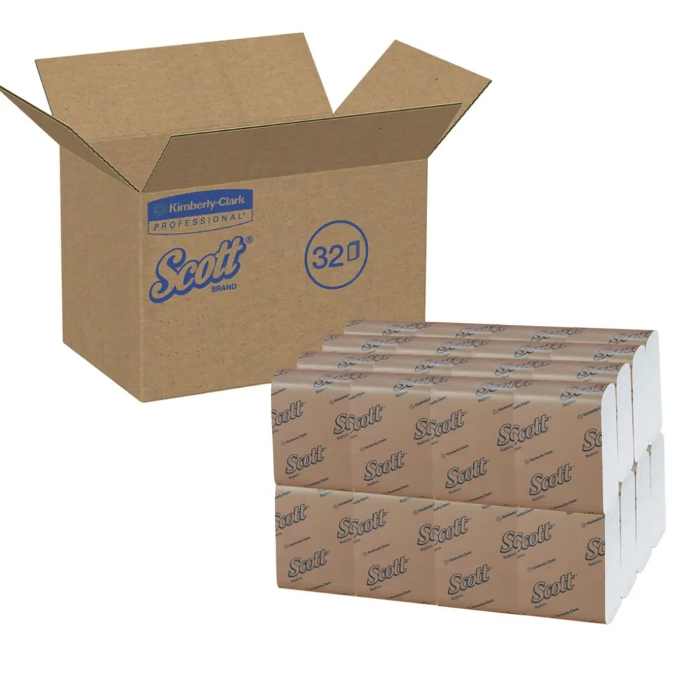 Scott 12 in. x 7 in. 1-Ply Low-Fold Dispenser Napkins - White (8000/Carton)