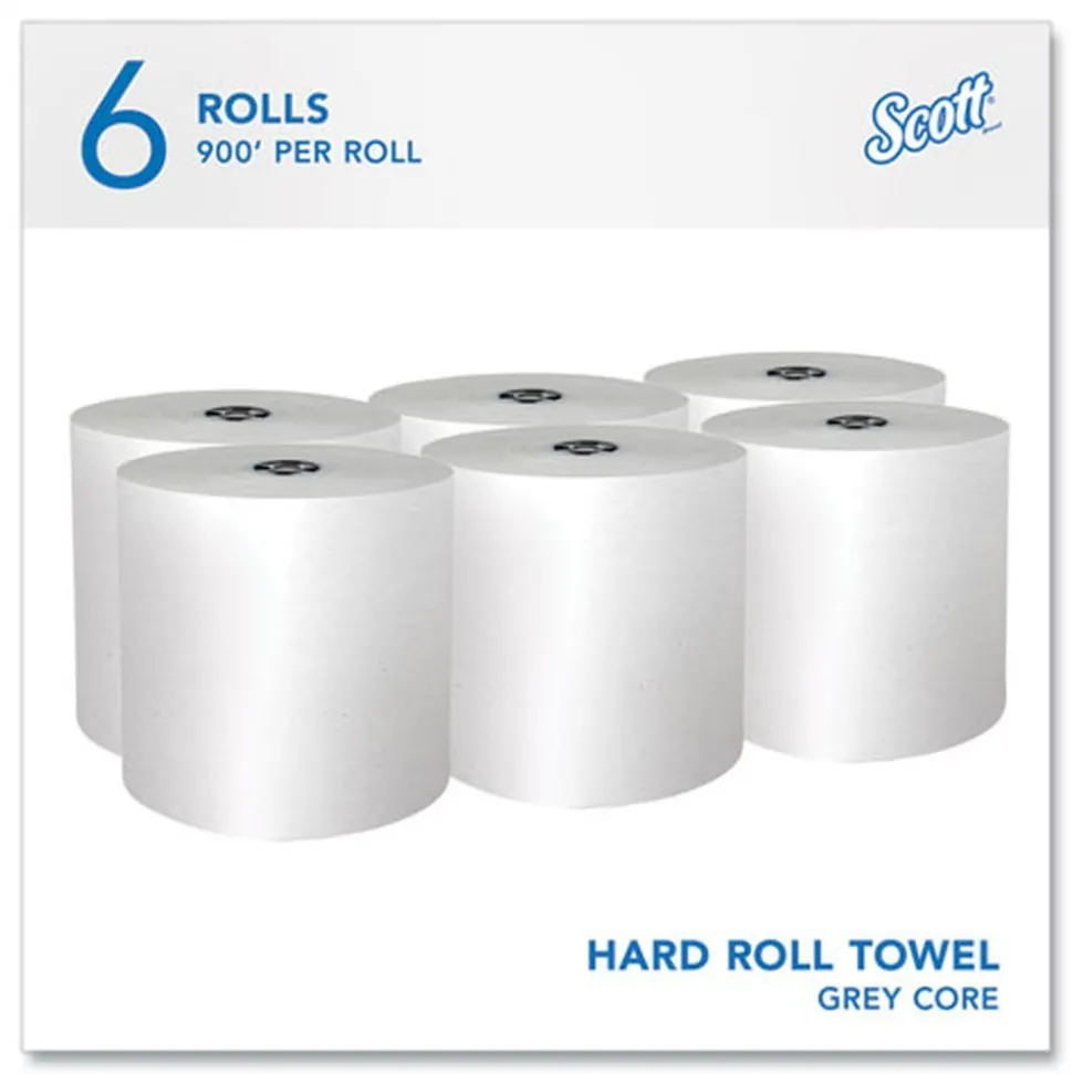 Scott Pro Hard Roll Paper Towels with Absorbency Pockets, for Scott Pro Dispenser, Green Core Only, 1-Ply, 7.5-in x 900 ft,6 Rolls/CT