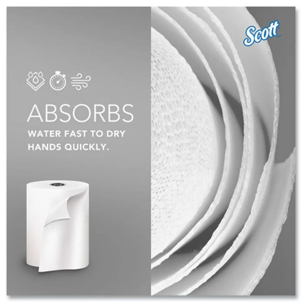Scott Pro Hard Roll Paper Towels with Absorbency Pockets, for Scott Pro Dispenser, Green Core Only, 1-Ply, 7.5-in x 900 ft,6 Rolls/CT