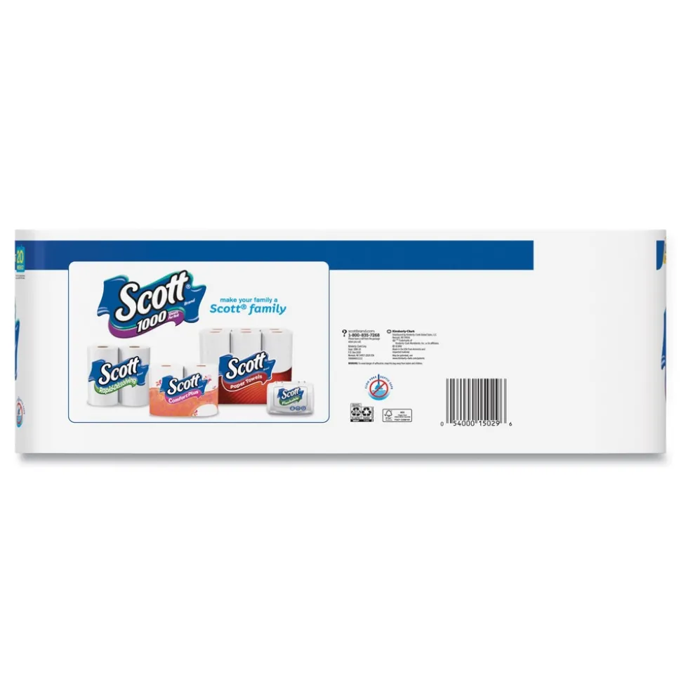 Scott Septic Safe Standard Roll Bathroom Tissue - White (1000 Sheets/Roll, 20/Pack, 2 Packs/Carton)