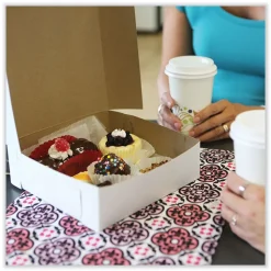 SCT 12 in. x 12 in. x 4 in. Paper Standard Bakery Boxes - White (100/Carton)