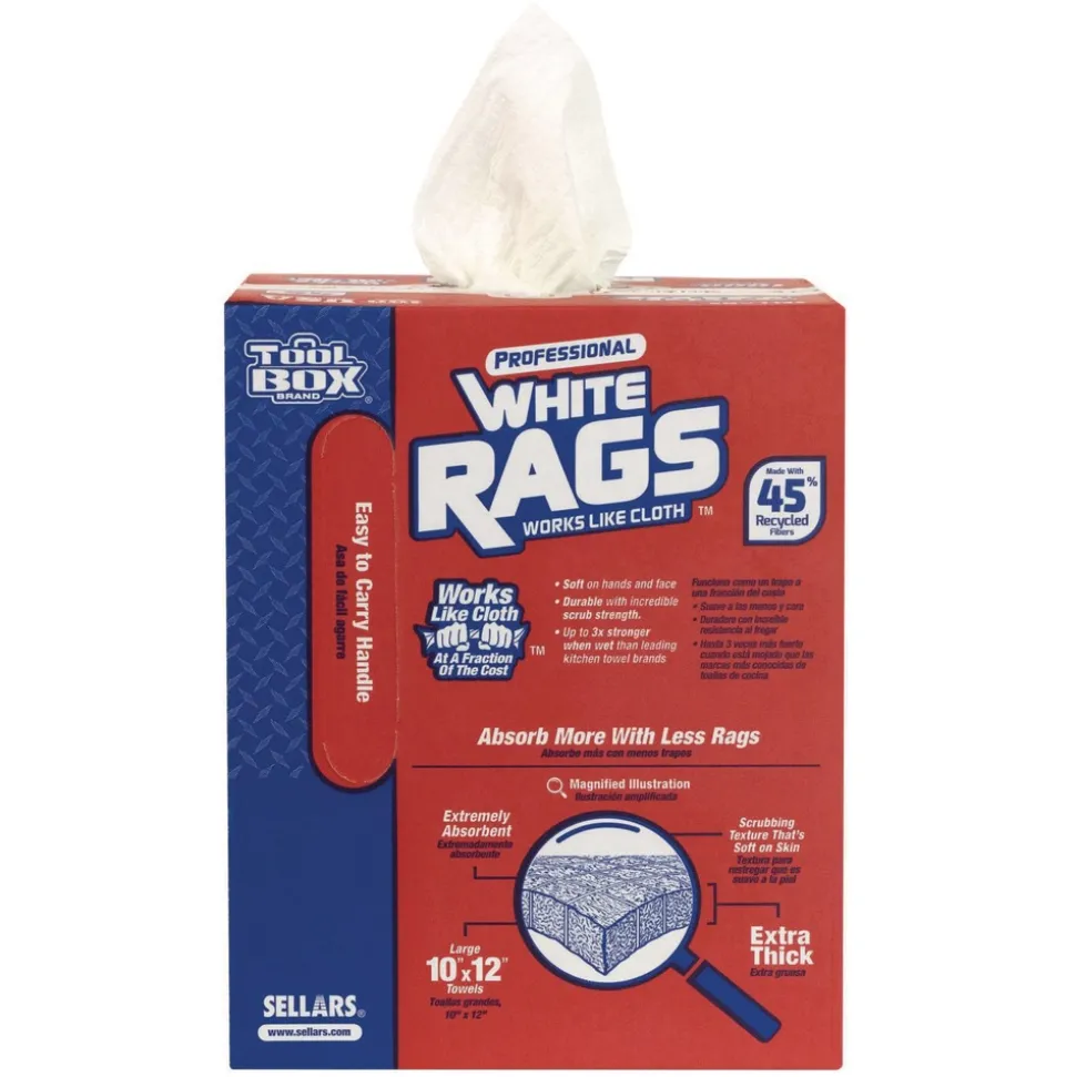Sellars 1-Ply 9.8 x 12 TOOLBOX Rags - White (6/Carton)
