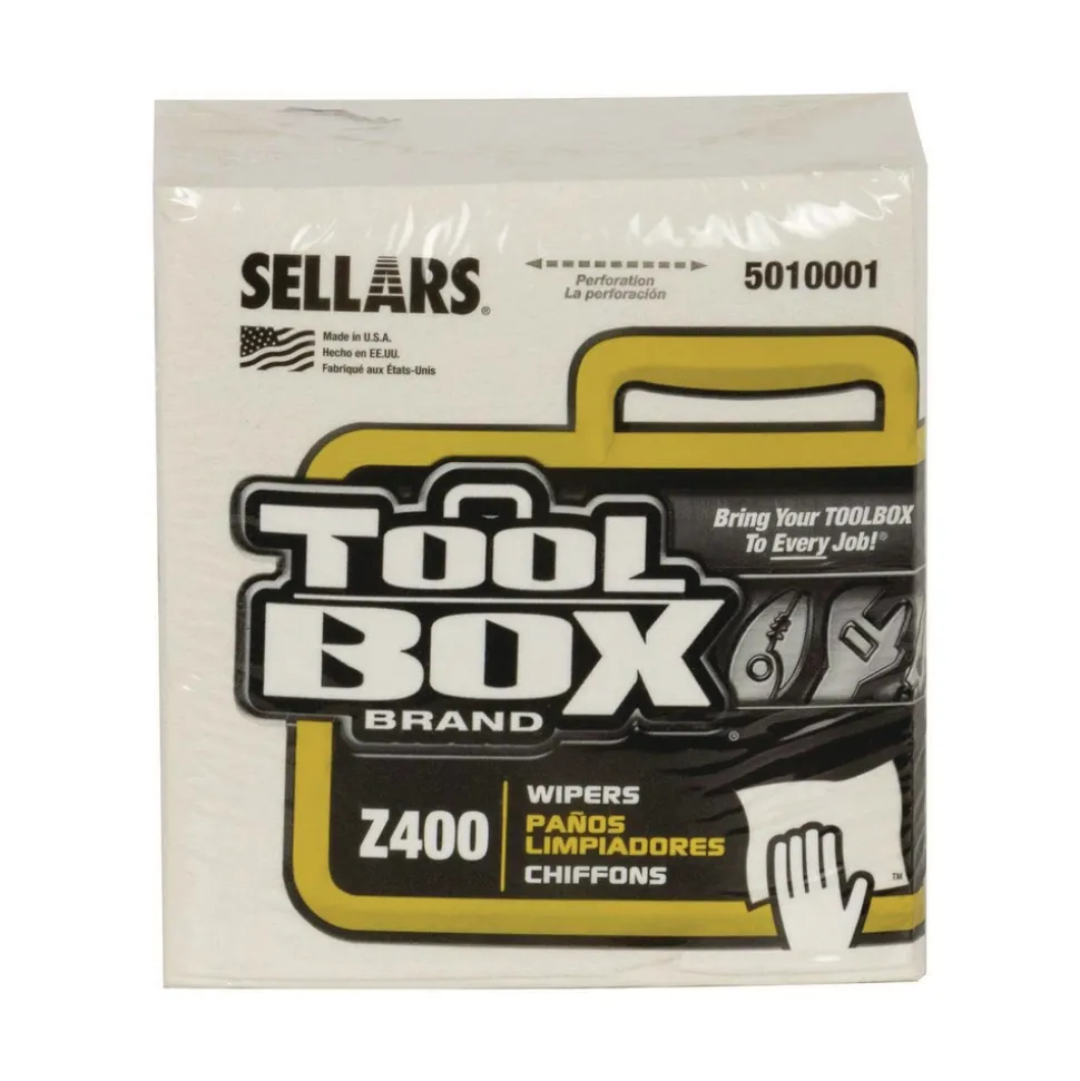 Sellars 1-Ply 11.87 x 13 Z400 Quarterfold Wipers - White (12/Carton)