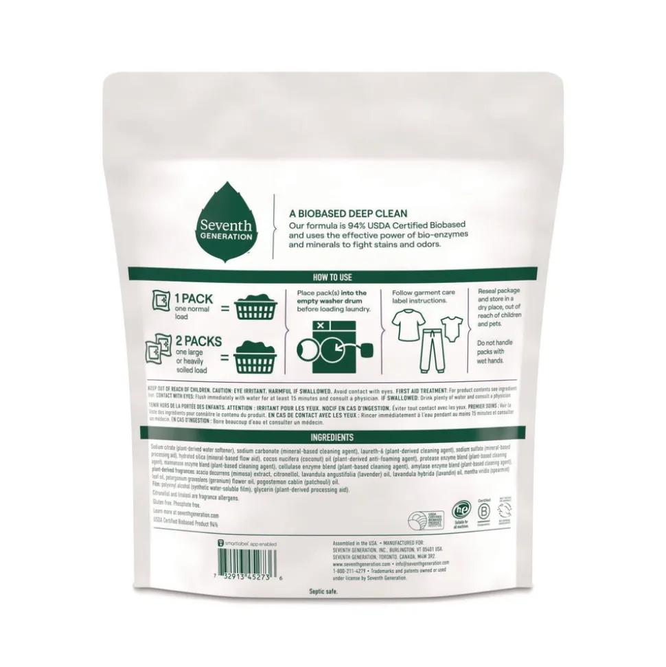 Seventh Generation Natural Laundry Detergent Powder Packs - Lavender Scent (8/Carton)