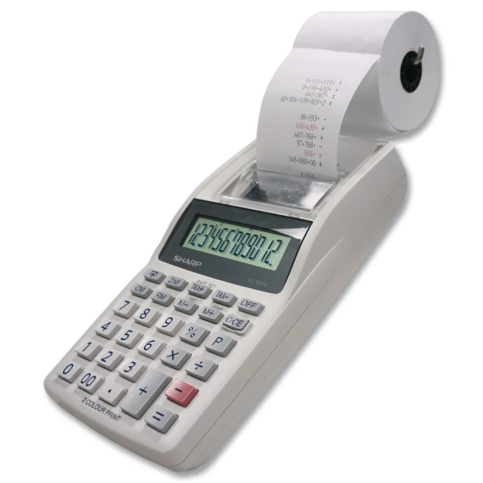 Sharp EL-1611V 2 Lines/Sec Printing Calculator - Black/Red Print