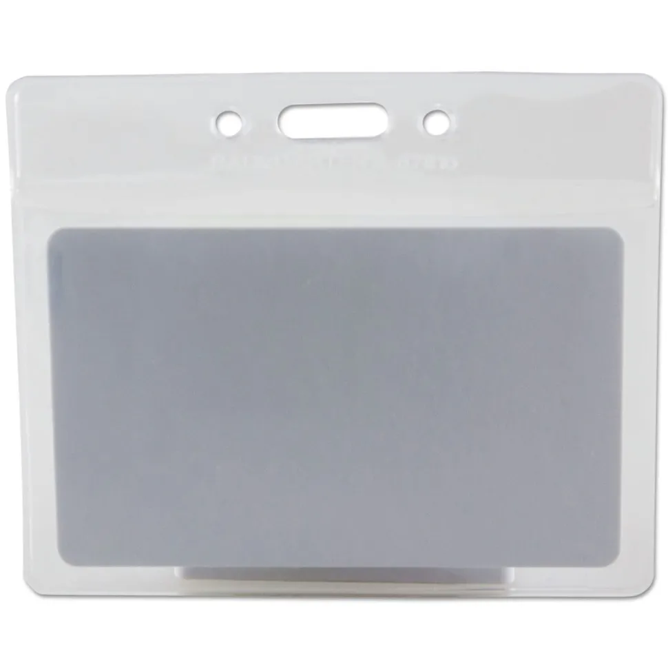 SICURIX SICURIX 2.13 in. x 3.38 in. Horizontal Badge Holder - Clear (12/Pack)