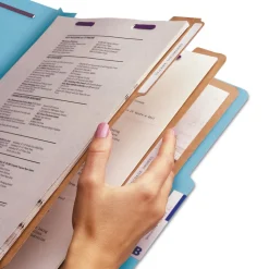 Smead Eight-Section 3-Divider Pressboard Top Tab Classification Folders - Legal Size/Blue (10/Box)