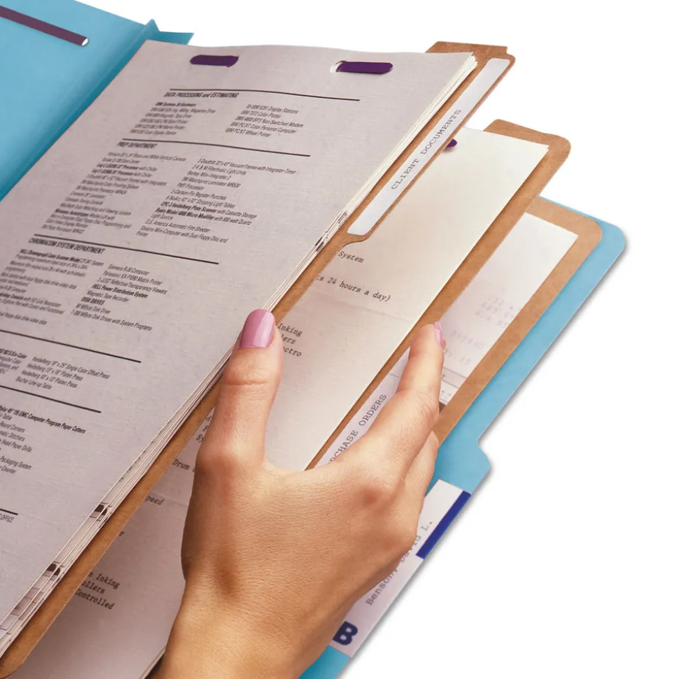 Smead Eight-Section 3-Divider Pressboard Top Tab Classification Folders - Legal Size/Blue (10/Box)
