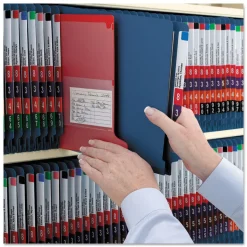 Smead End Tab Pressboard Classification Folders with Six SafeSHIELD Fasteners - Letter, Dark Blue (10/Box)