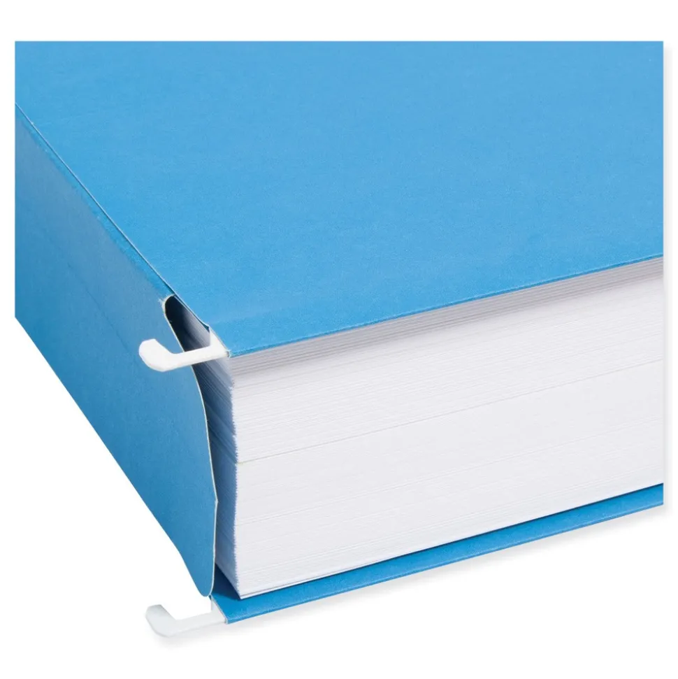 Smead 2 in. Capacity 1/5-Cut Tabs 1 Section Letter Size Hanging Pockets with Full-Height Gusset - Sky Blue (25/Box)