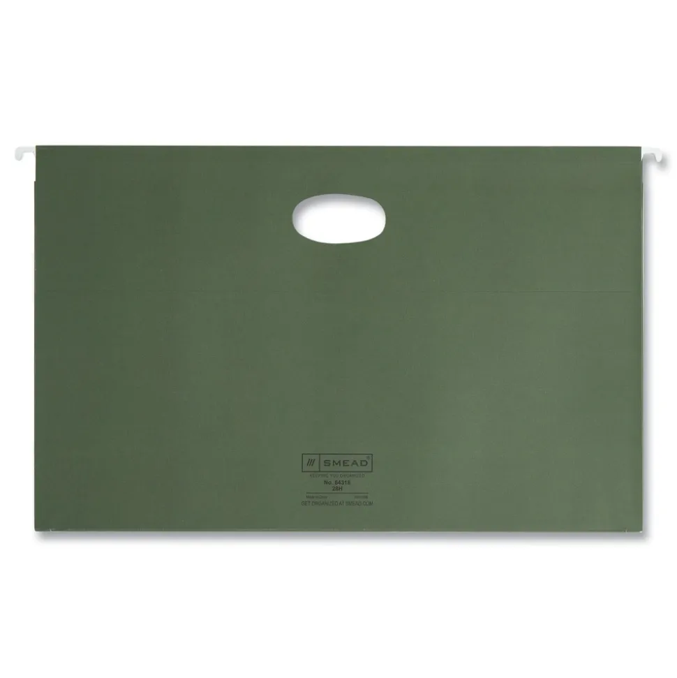 Smead 1.75 in. Capacity 1 Section Hanging Pockets with Full-Height Gusset - Standard Green/Legal Size (25/Box)