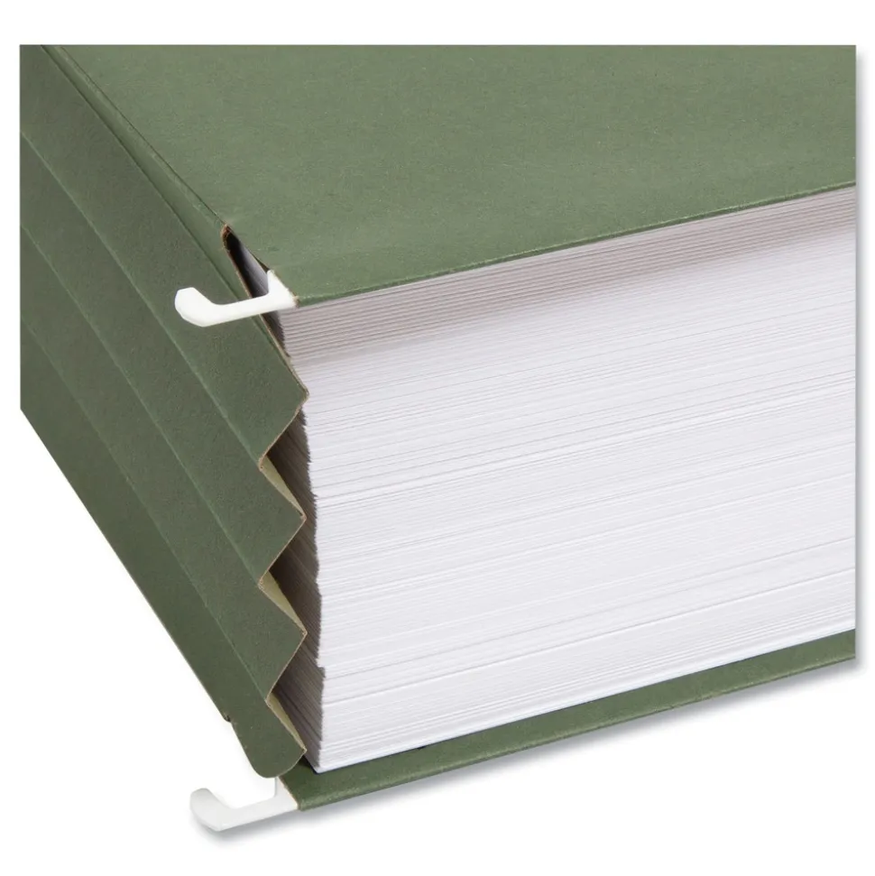 Smead 3.5 in. Capacity 1 Section Legal Size Hanging Pockets with Full-Height Gusset - Standard Green (10/Box)