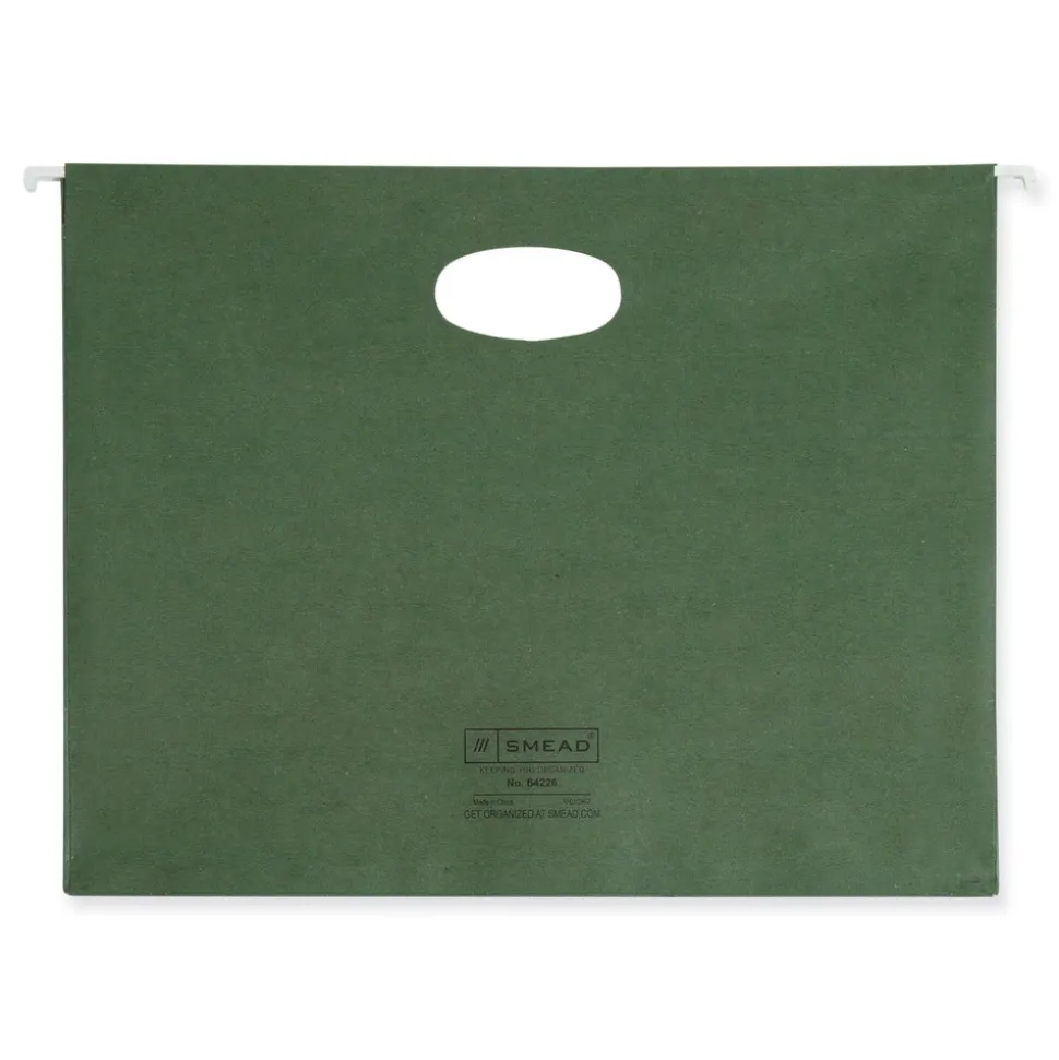 Smead 3.5 in. Capacity 1 Section 100 Percent Recycled Hanging Pockets with Full-Height Gusset - Standard Green/Letter Size (10/Box)