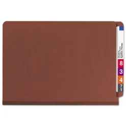 Smead 2 in. Expansion 2 Divider Legal Size 6 SafeSHIELD Fasteners End Tab Pressboard Classification Folders - Red (10/Box)