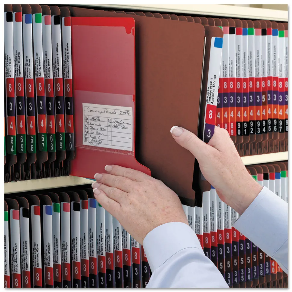 Smead 2 in. Expansion 2 Divider Legal Size 6 SafeSHIELD Fasteners End Tab Pressboard Classification Folders - Red (10/Box)