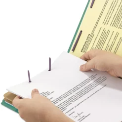 Smead 2 in. Expansion End Tab Pressboard Classification Folders with 6 SafeSHIELD Fasteners - Letter Size/Green (10/Box)