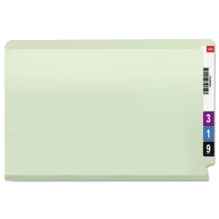 Smead 3 in. Expansion End Tab Pressboard Classification Folders with 2 SafeSHIELD Coated Fasteners - Legal Size/Gray-Green (25/Box)