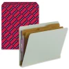 Smead 2 in. Expansion End Tab Pressboard Classification Folders with 6 SafeSHIELD Fasteners - Letter Size/Gray-Green (10/Box)
