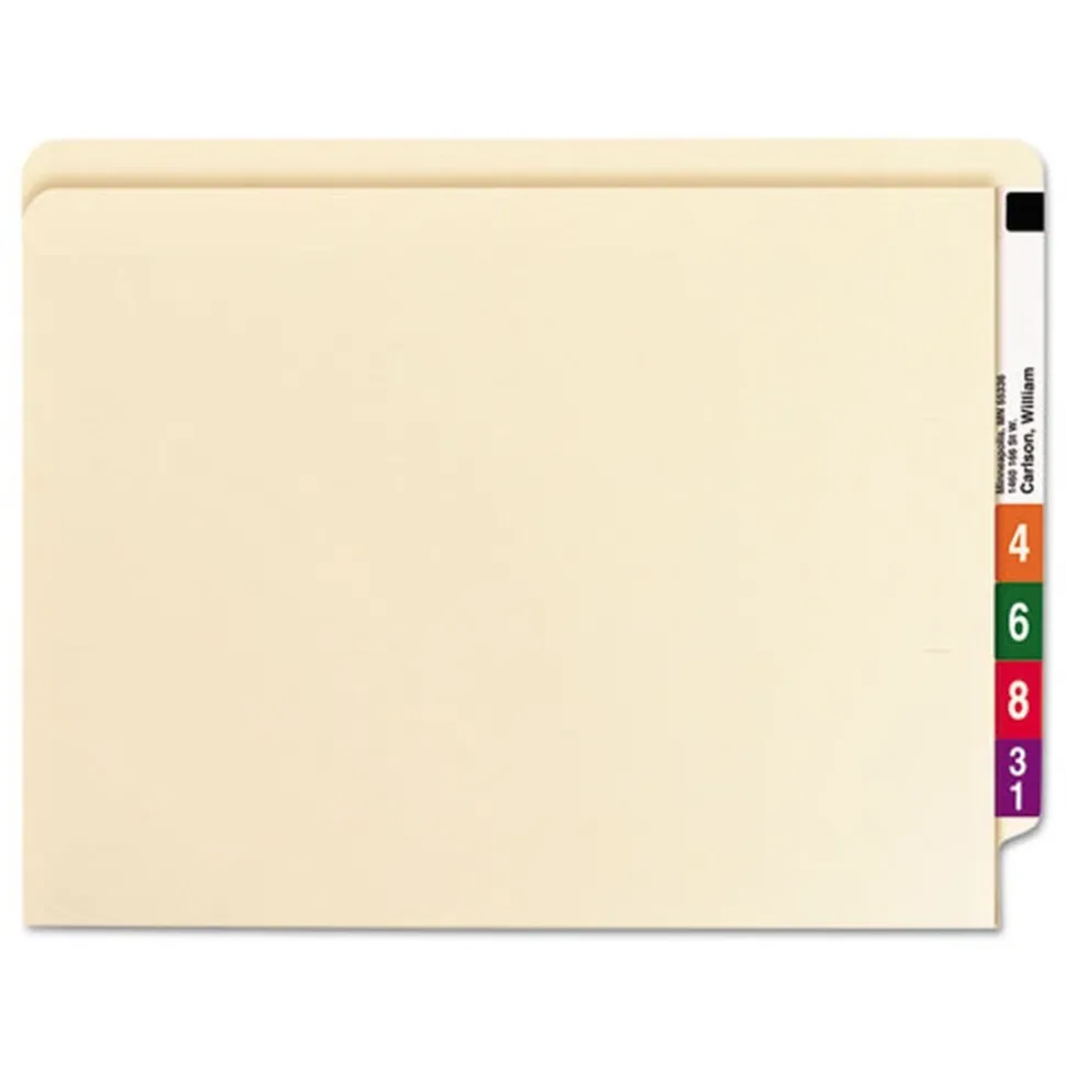 Smead 0.75 in. Expansion 1 Fastener Letter Size Interior Front-Cover Pocket Heavyweight End Tab Fastener Folders - Manila (50/Box)