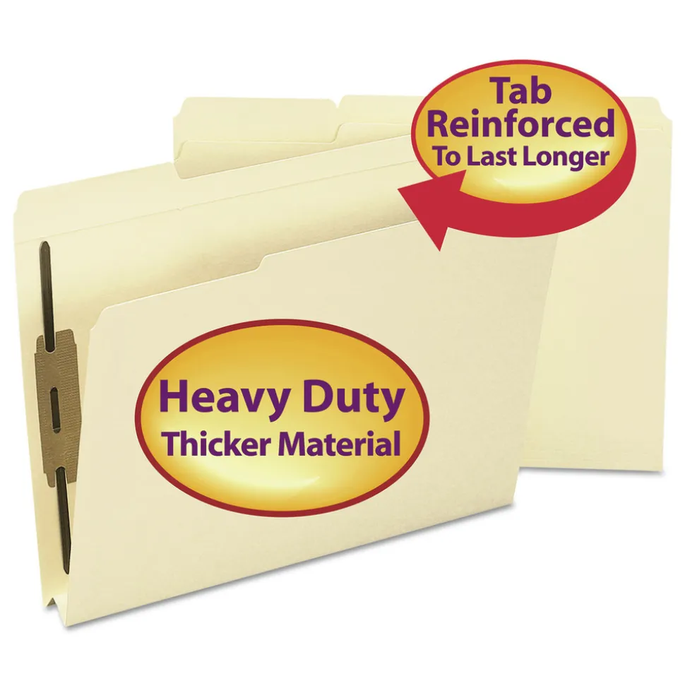 Smead 1.5 in. Top Tab Manila Expansion 2-Fastener Folders - Letter Size/Manila Exterior (50/Box)