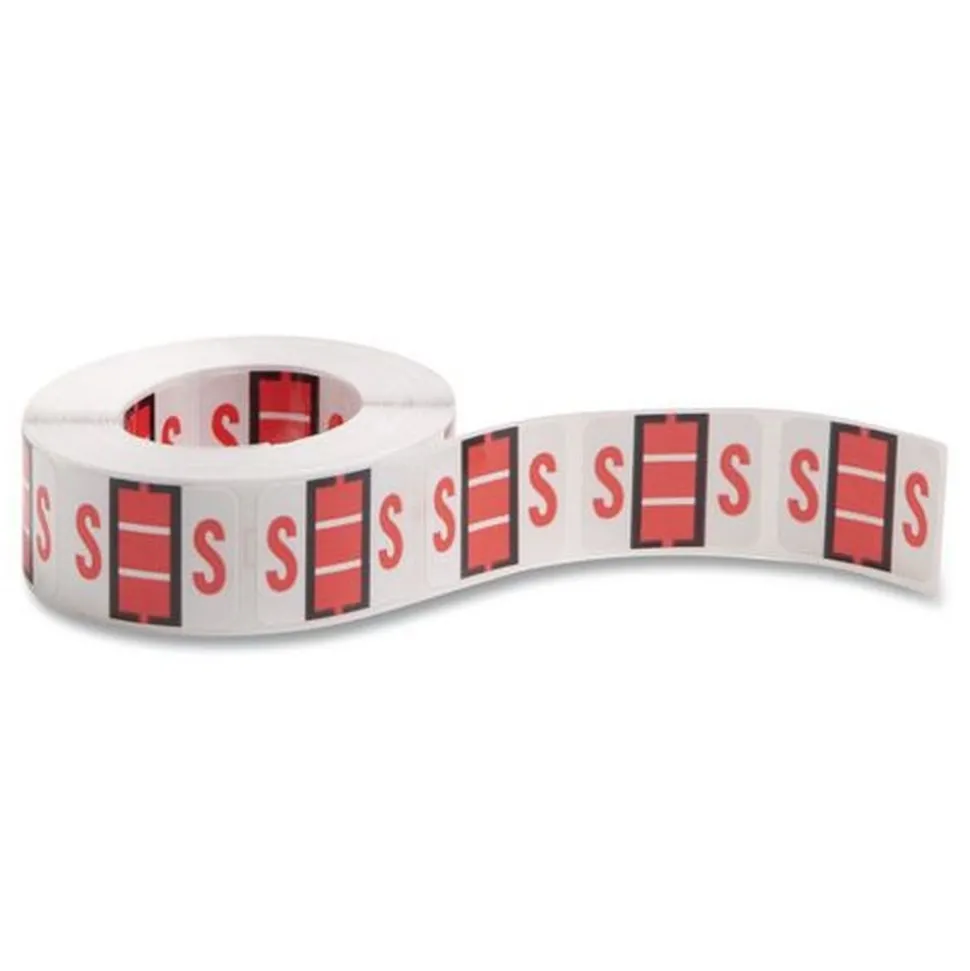 Smead 1 in. x 1.25 in. S Color-Coded End Tab Filing Labels - White (1-Roll)