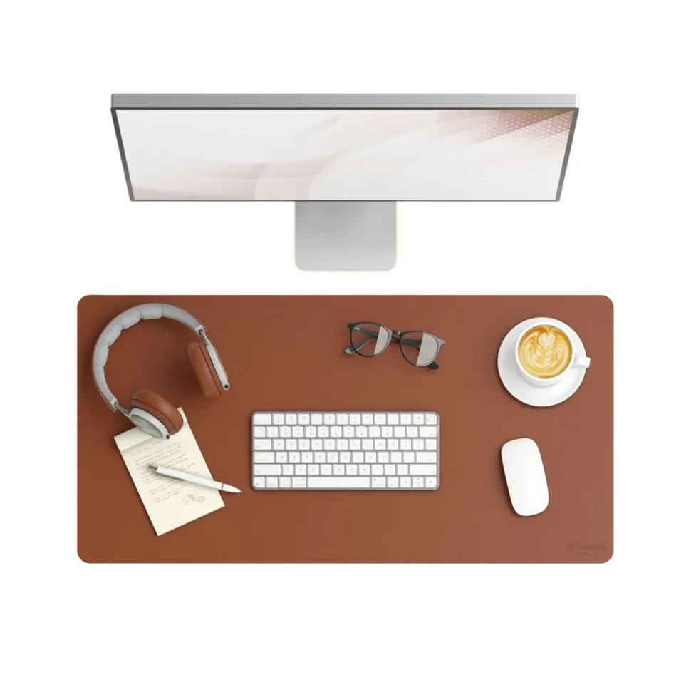 Smead 31.5 in. x 15.7 in. Vegan Leather Desk Pads - Brown
