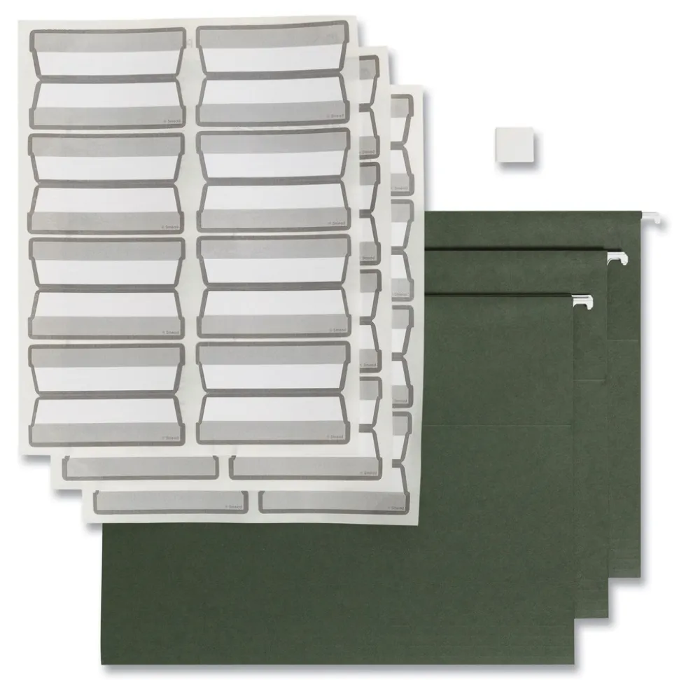 Smead 100 Percent Recycled Letter Size Hanging File Folders with ProTab Kit - Standard Green (1-Kit)