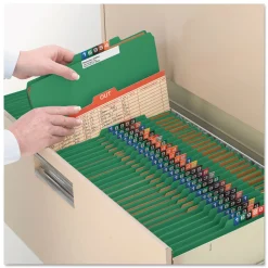 Smead Pressboard Eight-Section Top Tab Classification Folders - Legal, Green (10/Box)