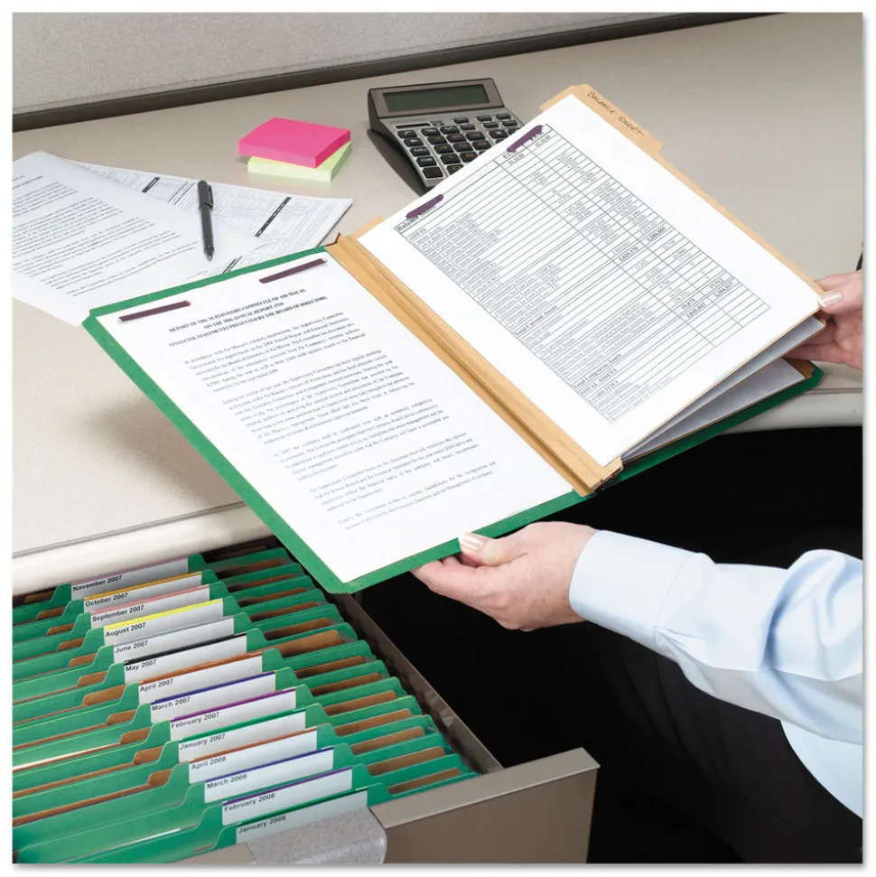 Smead Pressboard Eight-Section Top Tab Classification Folders - Legal, Green (10/Box)