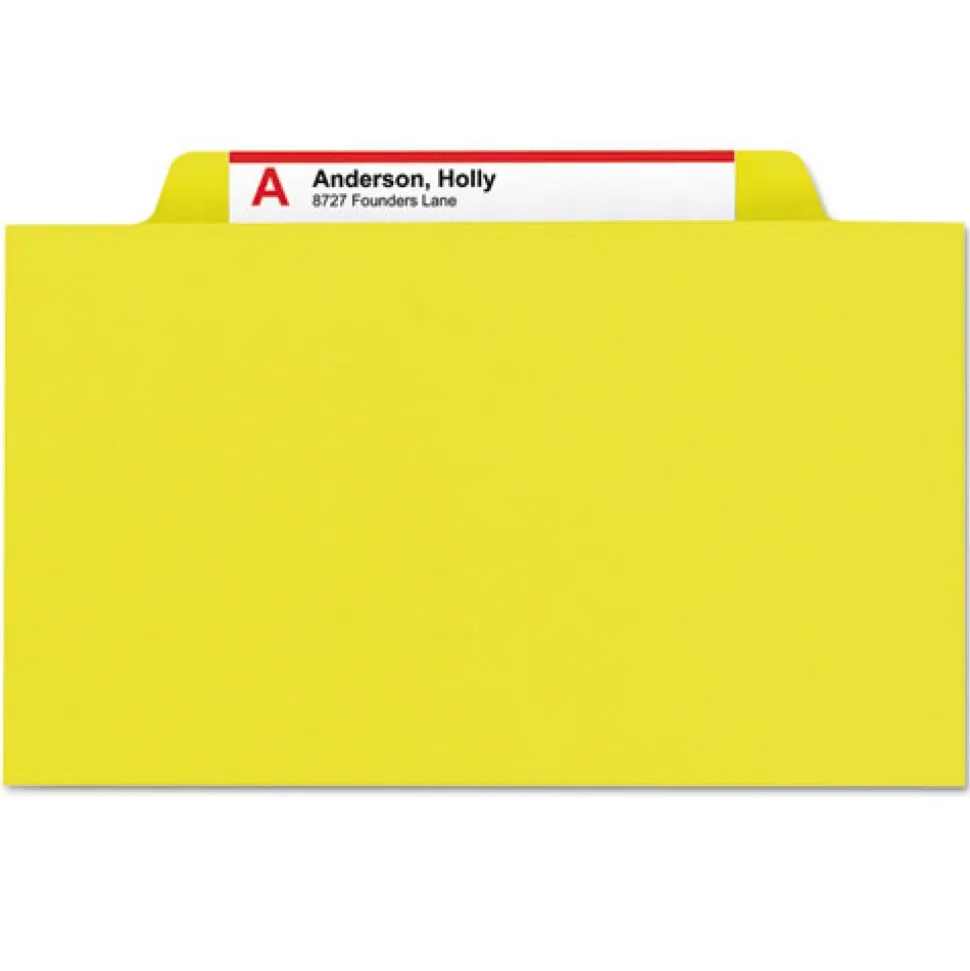 Smead Pressboard Six-Section Top Tab Classification Folders - Legal, Yellow (10/Box)