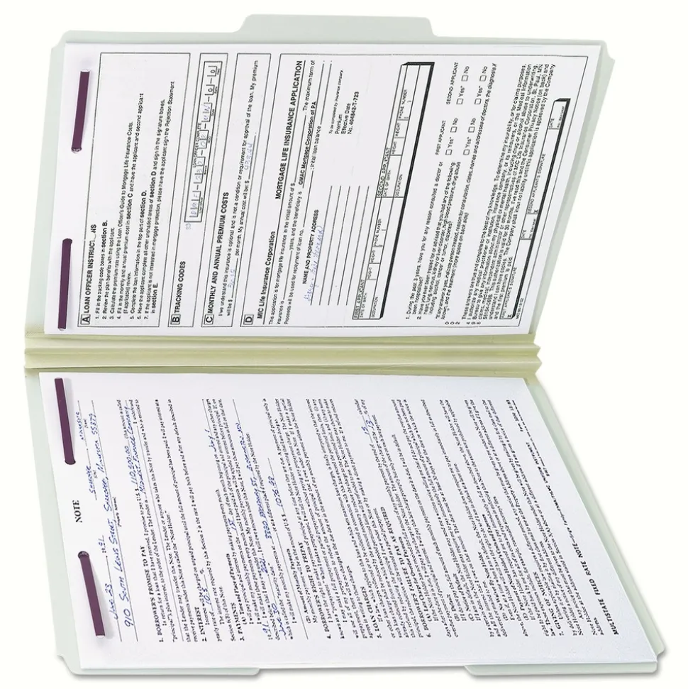 Smead Recycled Pressboard Fastener Folders with 1/3-Cut Tabs - Legal, Gray/Green (25/Box)