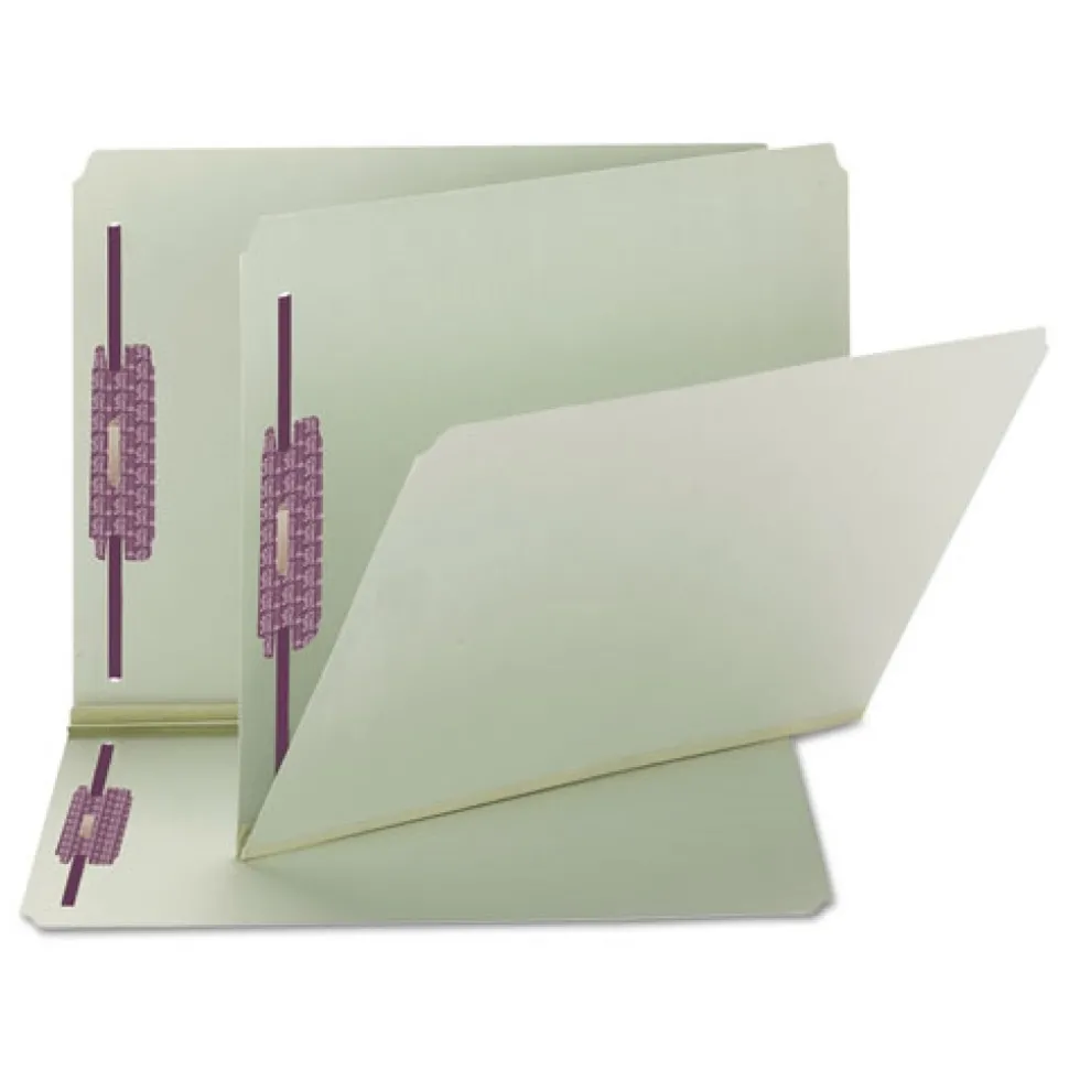 Smead Recycled Pressboard Fastener Folders with Straight Tabs - Letter, Gray/Green (25/Box)