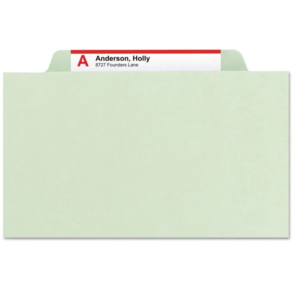 Smead 8 SafeSHIELD Fasteners 2/5-Cut Tabs 3 Dividers Letter Size Pressboard Classification Folders - Gray-Green (10/Box)