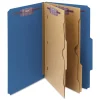 Smead 6 SafeSHIELD Fasteners 2 Dividers Legal Size 6-Section Pressboard Top Tab Pocket Classification Folders - Dark Blue (10/Box)