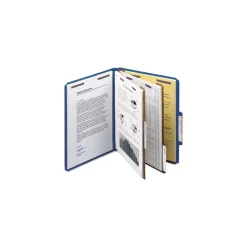 Smead 6-Section Pressboard Top Tab Classification Folders with 6 SafeSHIELD Fasteners - Letter Size/Dark Blue (10/Box)