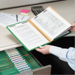 Smead 6-Section Pressboard Top Tab Classification Folders with 6 SafeSHIELD Fasteners - Letter Size/Green (10/Box)