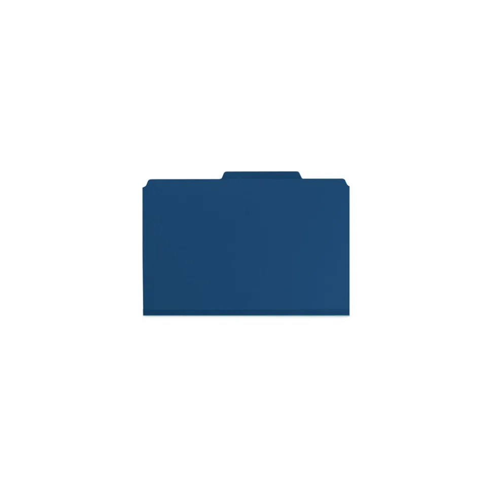 Smead Six SafeSHIELD Fasteners 2 Dividers Legal Size Six-Section Pressboard Top Tab Classification Folders - Dark Blue (10/Box)